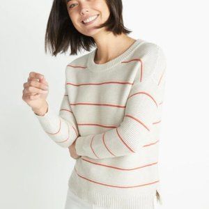 Marine Layer | Nina Crewneck Sweater in Oatmeal Heather/Coral Gold Size XS